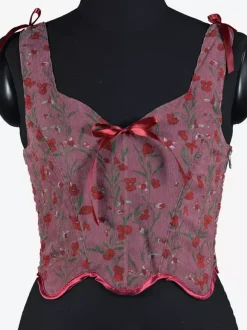 Vêtements vintage Corset vintage Vêtements vintage pour femmes Corset à lacets blanc écru Imprimé pour adultes Rétro pour femmes