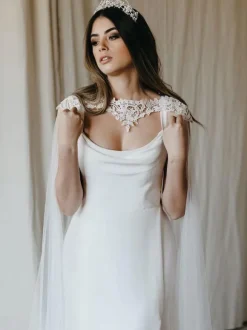 Wrap de mariage Ivoire Jewel Neck Capes Tulle Dentelle Bridal Cover Up
