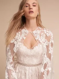 Wrap de mariage Ivoire Jewel Neck Capes Dentelle Dentelle Bridal Cover Ups