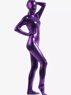 Zentaï métallique brillant violet foncé Déguisements Halloween