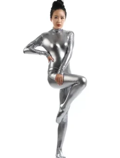 Zentaï métallique brillant gris Déguisements Halloween