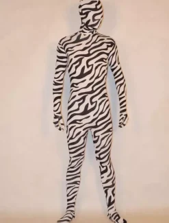Zentaï Zébré En Lycra Noir Blanc Spandex à Déguisements Halloween