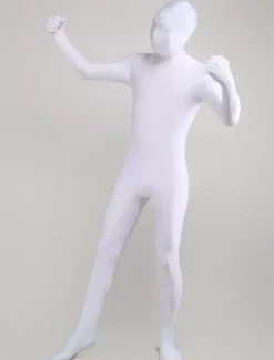 Zentai Blanc Déguisements Halloween Lycra Spandex Unisexe Combinaison Costume Enveloppé Complet