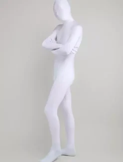 Zentai Blanc Déguisements Halloween Lycra Spandex Unisexe Combinaison Costume Enveloppé Complet