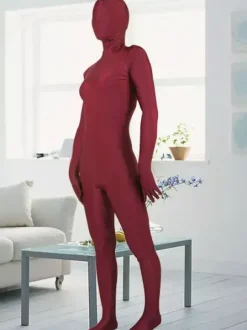 Zentai unisexe intégral en lycra rouge vineux Déguisements Halloween
