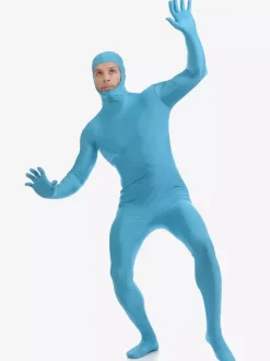 Zentai Bleu ciel Visage ouvert Déguisements Halloween 2026 Bodysuit Lycra Déguisements Halloween Morphsuits