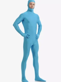 Zentai Bleu ciel Visage ouvert Déguisements Halloween 2026 Bodysuit Lycra Déguisements Halloween Morphsuits