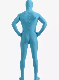 Zentai Bleu ciel Visage ouvert Déguisements Halloween 2026 Bodysuit Lycra Déguisements Halloween Morphsuits