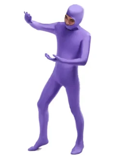 Zentai combinaison Face ouverte unisexe en lycra spandex violet Déguisements Halloween