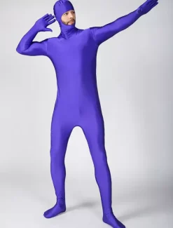 Zentai combinaison Face ouverte unisexe en lycra spandex violet Déguisements Halloween