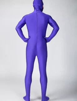Zentai combinaison Face ouverte unisexe en lycra spandex violet Déguisements Halloween