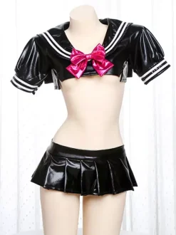 Zentai Sexy Ensemble de lingerie sexy pour étudiante uniforme de club costume de combinaison deux pièces