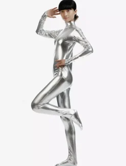 Zentaï métallique brillant argent Déguisements Halloween
