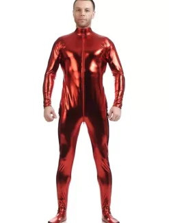 Zentaï métallique brillant rouge Déguisements Halloween